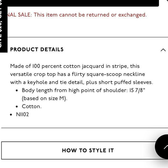 Madewell Jacquard Keyhole Crop Top in Stripe Tranquil Ocean M - Picture 5 of 5